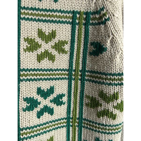Vintage Tarni Fair Isle Nordic Wool Sweater Womens 38 Green Ski Alpine Mock Neck - Picture 10 of 15